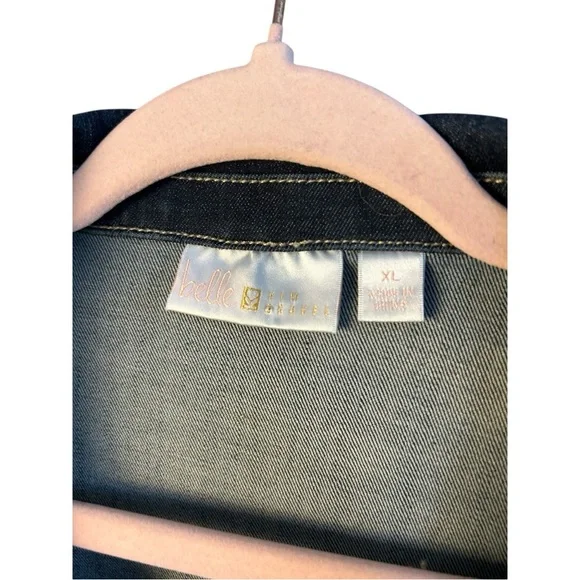 Belle by Kim Gravel Blue Rinse Wash Fit & Flare Stretch Denim Jacket Size XL - Picture 5 of 10